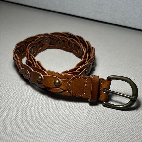Abercrombie & Fitch Tan Braided Leather Belt - Picture 1 of 5